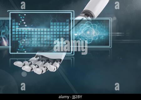 3D robot hand interacting with medical interfaces Stock Photo
