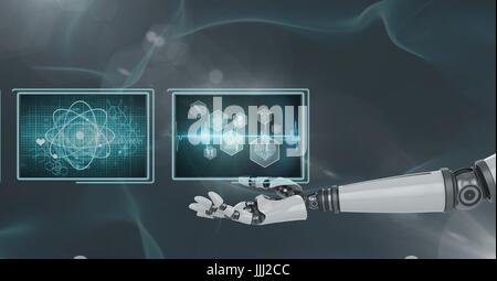 3D robot hand interacting with medical interfaces Stock Photo