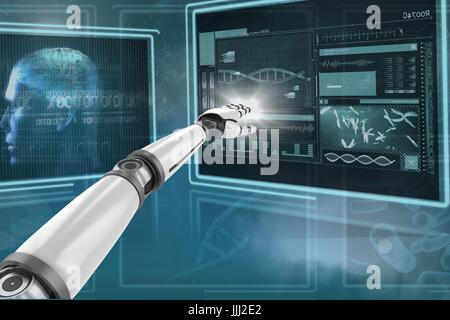 3D robot hand interacting with medical interfaces Stock Photo