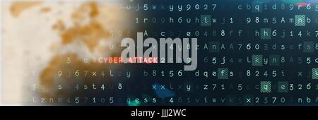 Blurry brown map with blue smart tech transition Stock Photo