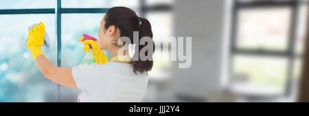 Cleaner of windows with bright background Stock Photo