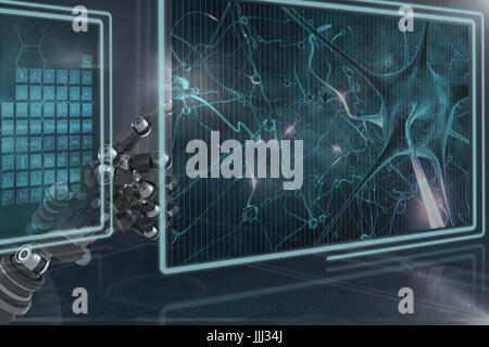 3D robot hand interacting with medical interfaces Stock Photo