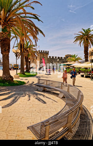 Castle and promenade on the waterfront at Trogir Old Town, Croatia. Stock Photo