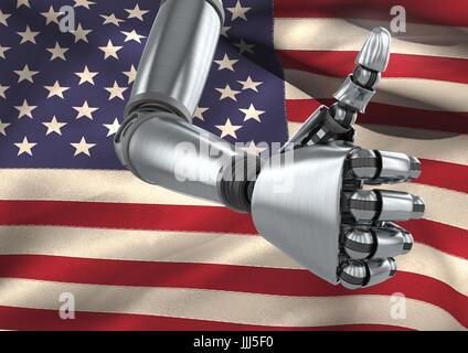 Robot Android hand Thumbs Up American Flag Stock Photo