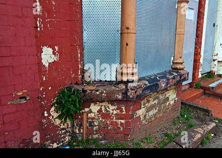 Derelict empty terraced houses being offered for sale for £1 each by Liverpool City Council. Stock Photo