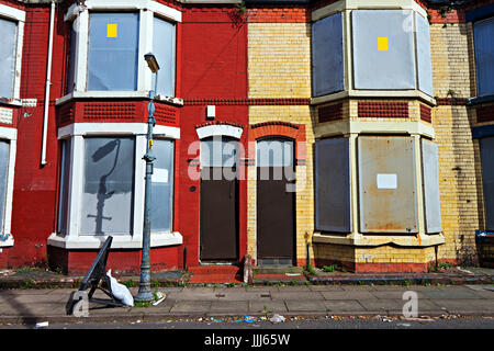 Derelict terraced houses in Wavertree Liverpool being offered for sale for £1 by Liverpool City Council are now the subject of a Channel 4 TV show. Stock Photo