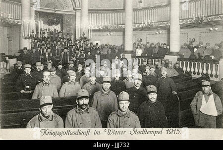 Wartime prayer in Vienna city synagogue, Austria.  1915, during WW1. Stock Photo