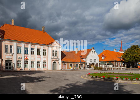 ESTONIA, KURESSAARE, SEPTEMBER 22, 2016 - The center of Kuressaare city, sunny day Stock Photo