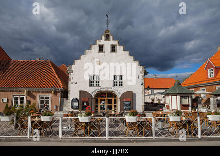 ESTONIA, KURESSAARE, SEPTEMBER 22, 2016 - Maim pub in town, the center of Kuressaare city, sunny day Stock Photo