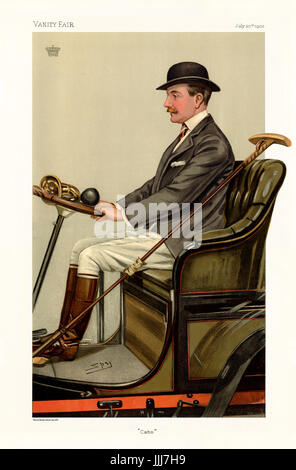 Major Charles Chetwynd-Talbot, Earl of Shrewsbury - portrait sitting. Vanity Fair caricature by Spy (real name Sir Leslie Matthew Ward 21 November 1851 – 15 May 1922). Caption reads 'Cabs', dated 30 July 1903. (Lithograph by Vincent Brooks, Day & Son) CC-T: British peer: 13 November 1860 - 7 May 1921. Stock Photo