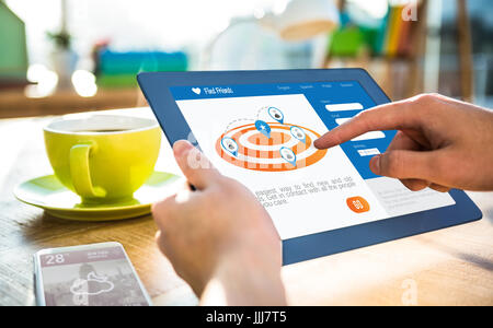 Cropped image of hipster businessman using 3d tablet Stock Photo