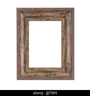 Rustic Vintage Wooden Frame on a white background Stock Photo