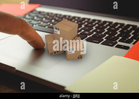 Composite 3d image of high angle view of cardboard boxes Stock Photo