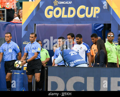 Philadelphia, Pennsylvania, USA. 19th July, 2017. Team Costa Rica and Panama enter the pitch at the beginning of their quarter final match held at Lincoln Financial Field in Philadelphia PA Credit: Ricky Fitchett/ZUMA Wire/Alamy Live News Stock Photo