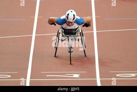 Stratford, UK. 20th Jul, 2017. Hannah Cockroft (GBR), Womens 400m T34 final. World para athletics championships. London Olympic stadium. Queen Elizabeth Olympic park. Stratford. London. UK. 20/07/2017. Credit: Sport In Pictures/Alamy Live News Stock Photo