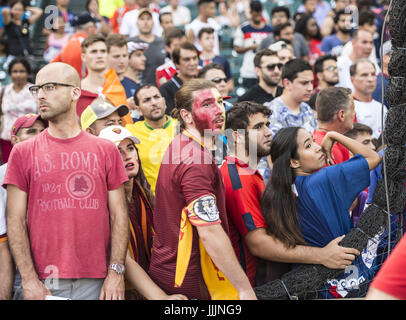 Detroit, Michigan, USA. 19th July, 2017. AS Roma fans anticipate the start of the match between AS Roma and Paris Saint- Germain at Comerica Park in Detroit, Michigan. Paris Saint- Germain won the match in a shootout. Credit: Scott Hasse/ZUMA Wire/Alamy Live News Stock Photo