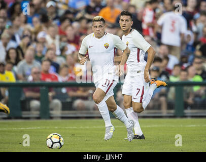 Detroit, Michigan, USA. 19th July, 2017. Juan Iturbe (11) looks to pass the ball during the International Champions Cup between AS Roma and Paris Saint- Germain at Comerica Park in Detroit, Michigan. Paris Saint- Germain won the match in a shootout. Credit: Scott Hasse/ZUMA Wire/Alamy Live News Stock Photo