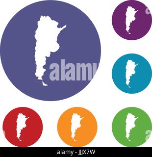 Map of Argentina icons set Stock Vector