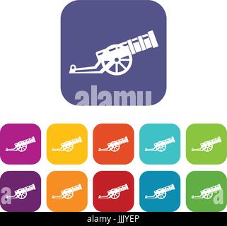 Cannon icons set Stock Vector