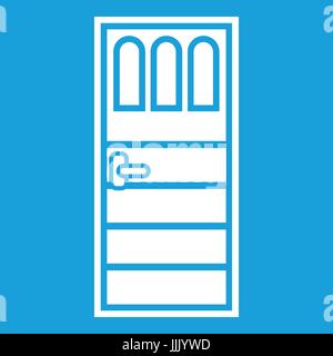 Wooden door with three glasses icon white Stock Vector