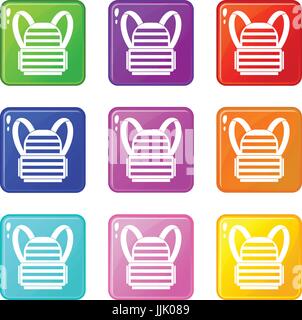 Military backpack set 9 Stock Vector