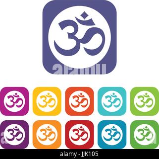 Symbol Aum icons set Stock Vector