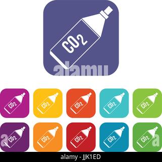 CO2 bottle icons set Stock Vector