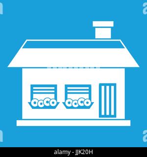 One storey house with two windows icon white Stock Vector