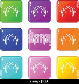 Paintball guns set 9 Stock Vector