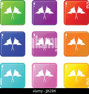 Two flags set 9 Stock Vector