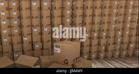 Composite image of stack of cardboard boxes Stock Photo