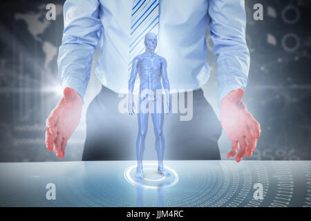 Composite 3d image of midsection of businessman pretending to hold invisible object Stock Photo