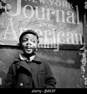 New York, New York. Harlem newsboy.Parks, Gordon, 1912- photographer.CREATED/PUBLISHED1943 May-June. Stock Photo