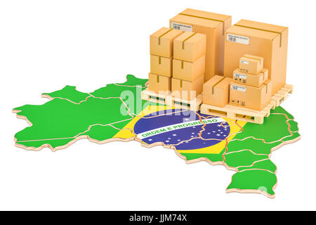 Shipping and Delivery from Brazil isolated on white background, 3D rendering Stock Photo