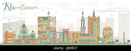 Abstract Khartoum Skyline with Color Buildings. Vector Illustration. Business Travel and Tourism Concept with Historic Architecture. Stock Vector