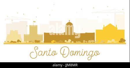 Santo Domingo City skyline golden silhouette. Vector illustration. Simple flat illustration for tourism presentation, banner, placard or web site. Stock Vector