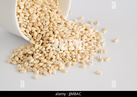 Pearl barley on white background Stock Photo