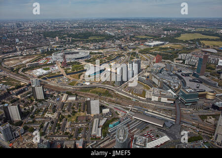 An aerial view of the Queen Elizabeth Olympic Park, Stratford, London Stock Photo