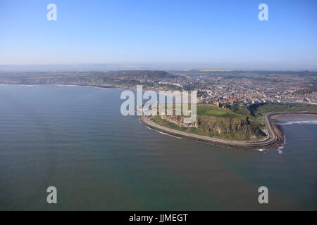 an-aerial-view-of-scarborough-castle-cliff-north-yorkshire-coast-stock