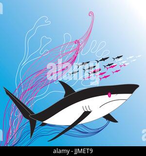 Vector illustration of a large shark  Stock Vector