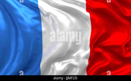 Flag of France blowing in the wind Stock Photo