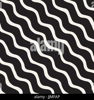 Seamless pattern with hand drawn waves. Abstract background with wavy brush strokes. Black and white freehand lines texture. Stock Vector