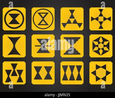 Japanese culture Decorative ornaments set Stock Vector