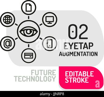 Eyetap Augmentation icon. Thin line Icon of Future Technology. Vector Symbol Stock Vector