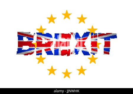Brexit. Flags of the United Kingdom and the European Union to illustrate possible exit of Great Britain from the EU art vector Stock Vector