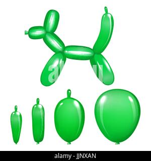 Green dog toy from a balloon isolated on white background. 3d illustration. vector art Stock Vector