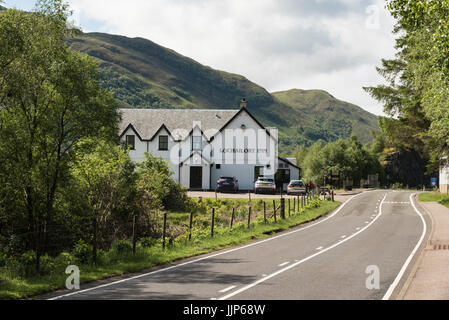 Hotel in Lochailort but the road, near Glenfinnan. Scotland Stock Photo