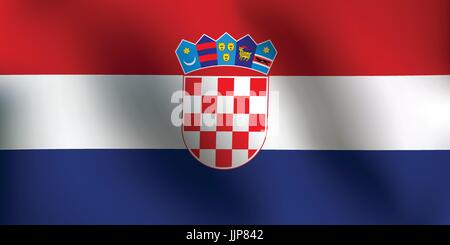 Flag of Croatia with a little Waving, Shading & Flag Colors separated layers - Vector Illustration Stock Vector
