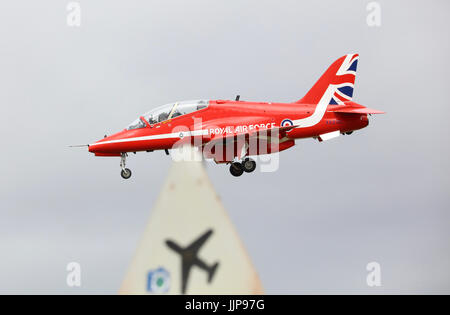 Red Arrows landing at RIAT Royal International Air Tattoo 2017 Stock Photo