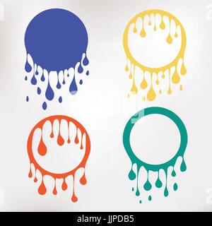 Colorful paint dripping. Water flows. Abstract circle blobs. Stock Vector